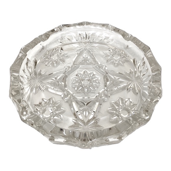 Anchor Hocking Ashtray Clear Heavy Glass Star Of David Pattern MCM Vintage EUC - Picture 1 of 15